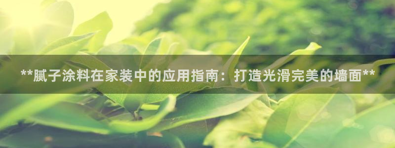和记h188：**腻子涂料在家装中的应用指南：打造光滑完美的墙面**